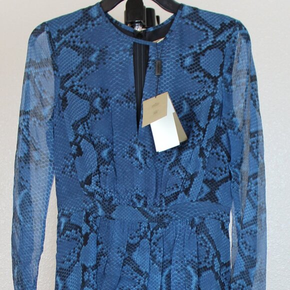 NWT Burberry Silk Snake Print Midi Dress | Elegance for Work & Parties - Picture 7 of 14